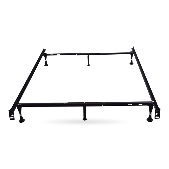 Adjustable Steel Bed Frame, Fits Twin Full Queen – Heavy Duty with Center Support and Glides for Box Spring & Mattress, Easy Assembly, Black