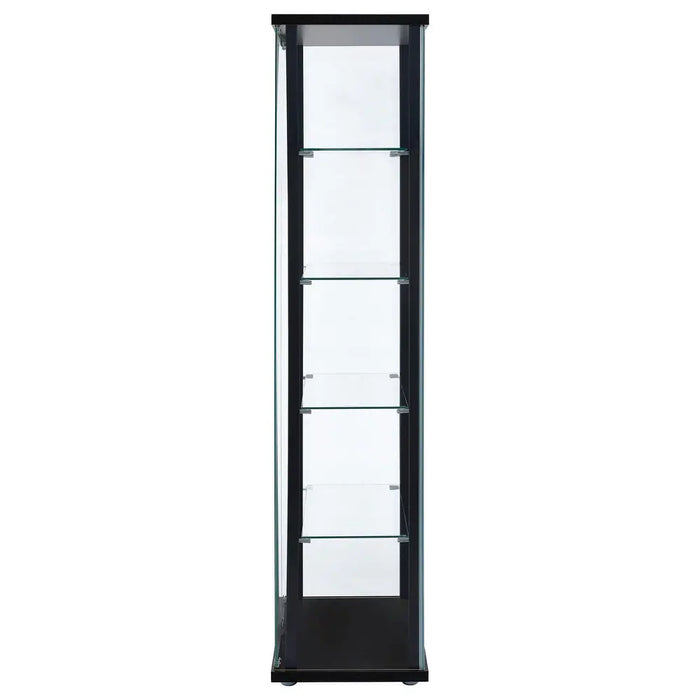 Delphinium - Glass - 4-Shelf Curio Cabinet with Wood Top and Base, Two Doors, and Chrome Hardware - Living Room - 64-Inch
