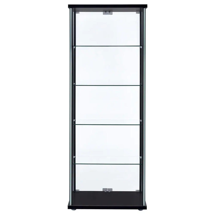 Delphinium - Glass - 4-Shelf Curio Cabinet with Wood Top and Base, Two Doors, and Chrome Hardware - Living Room - 64-Inch