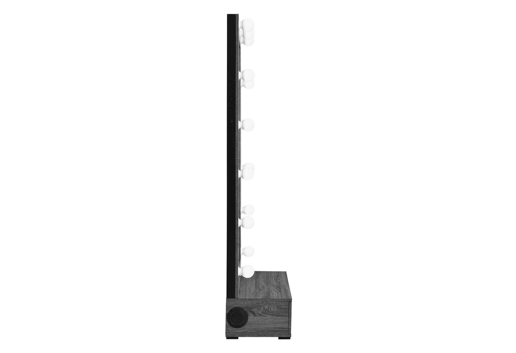 Lexi Grey Tall Mirror with Drawer and Speakers