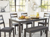 Bridson Dining Table and Chairs with Bench (Set of 6) - Factory Furniture Outlet Store