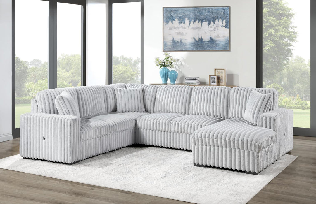 3PC CORDUROY SECTIONAL IN GRAY/BLACK