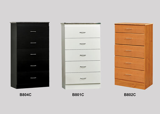 5 DRAWER CHEST OAK - B802C