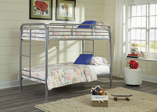 TWIN / TWIN GREY TUBULAR METAL BUNKBED - S480