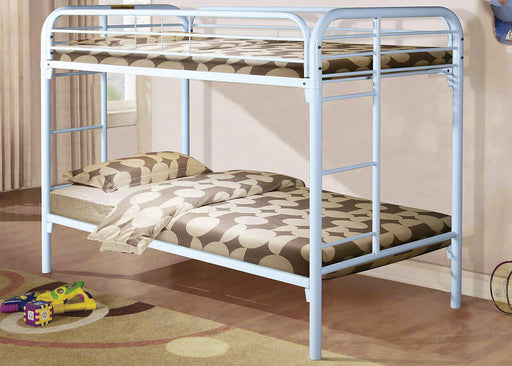 TWIN / TWIN WHITE TUBULAR METAL BUNKBED - S484