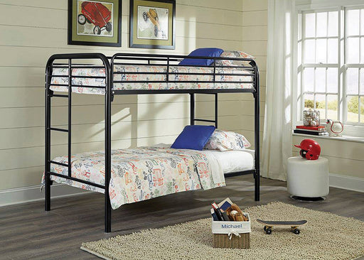 TWIN / TWIN BLACK TUBULAR METAL BUNKBED - S485