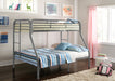 TWIN / FULL GREY TUBULAR METAL BUNKBED - S490