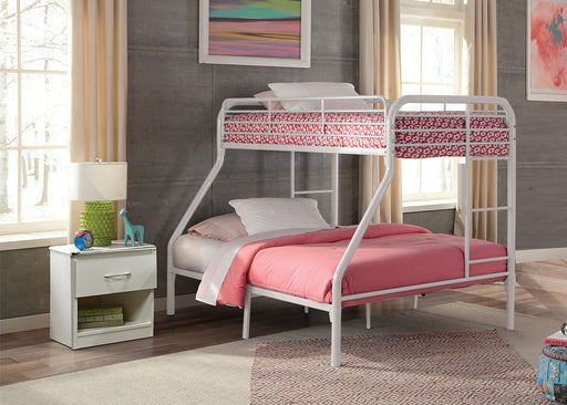 TWIN / FULL WHITE TUBULAR METAL BUNKBED - S494