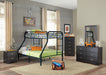 TWIN / FULL BLACK TUBULAR METAL BUNKBED - S495